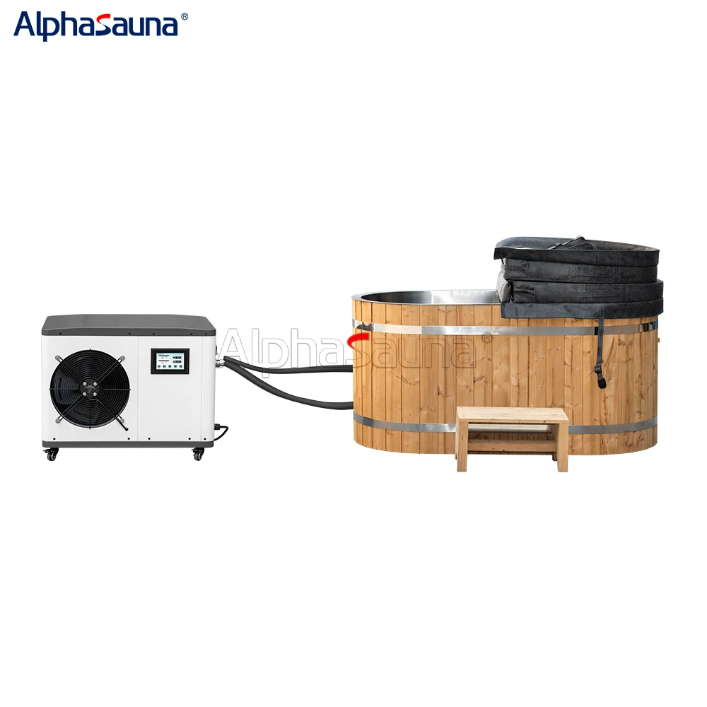 New Design 1 Person Wooden Small Premium Cold Plunge Tub Set With Chiller Optional And Standing Ice Bath Tub Customized Logo