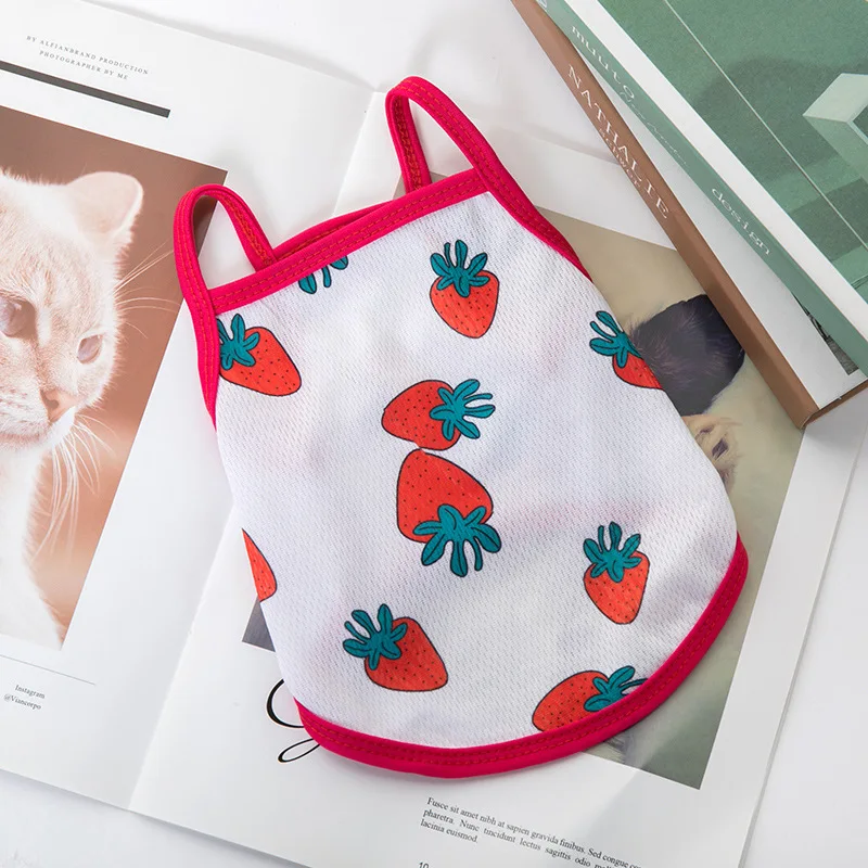 Wholesale Pet Clothing Cute Multicolor Fruit Design Dog Shirts Pet Puppy Cloth Soft Polyester Summer Dog Clothes