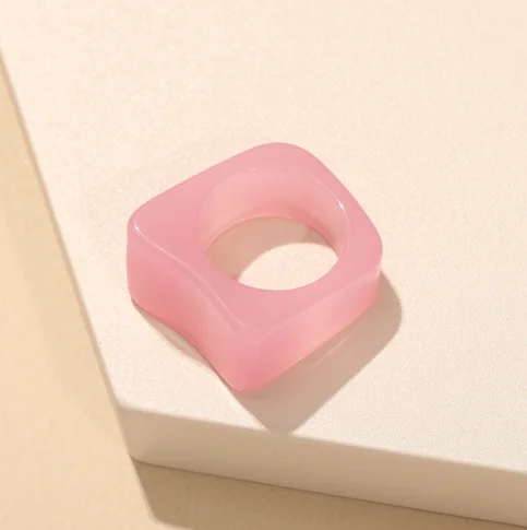 wholesale korean neon resin finger rings fashion geometric women chunky acrylic ring colorful plastic marble rings for girls