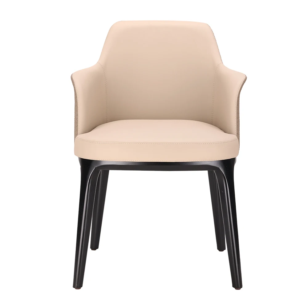 2022 dining table and chair set pu leather upholstered modern dining chair with arm comfortable restaurant cafe furniture chair
