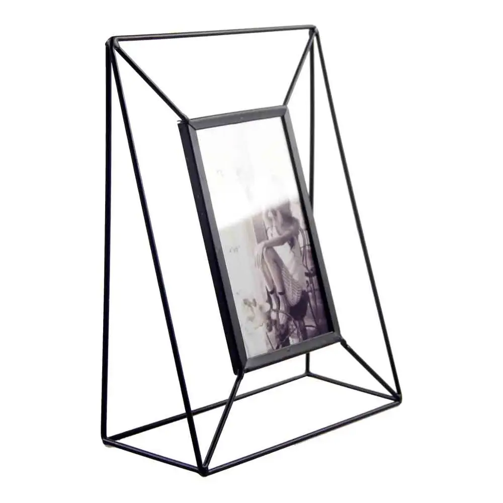 Cheap price black iron wire metal rectangle decoration table picture photo frame for home decor