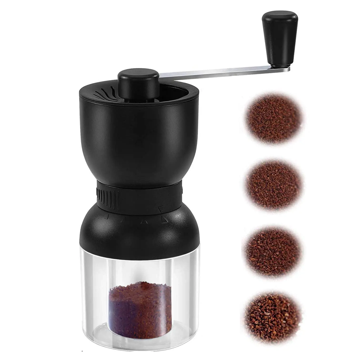 Hand Coffee Mill with 2 Containers Manual Coffee Grinder with Ceramic Burrs