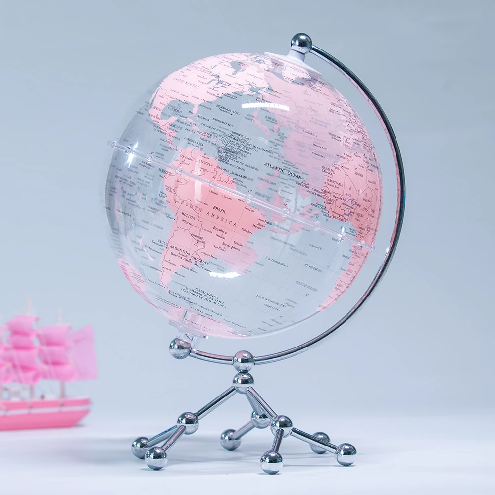 Wellfun Stable Heavy Metal Base Clear World Hot New Product Novelty Gifts Globe Earth Globe Decor Globe