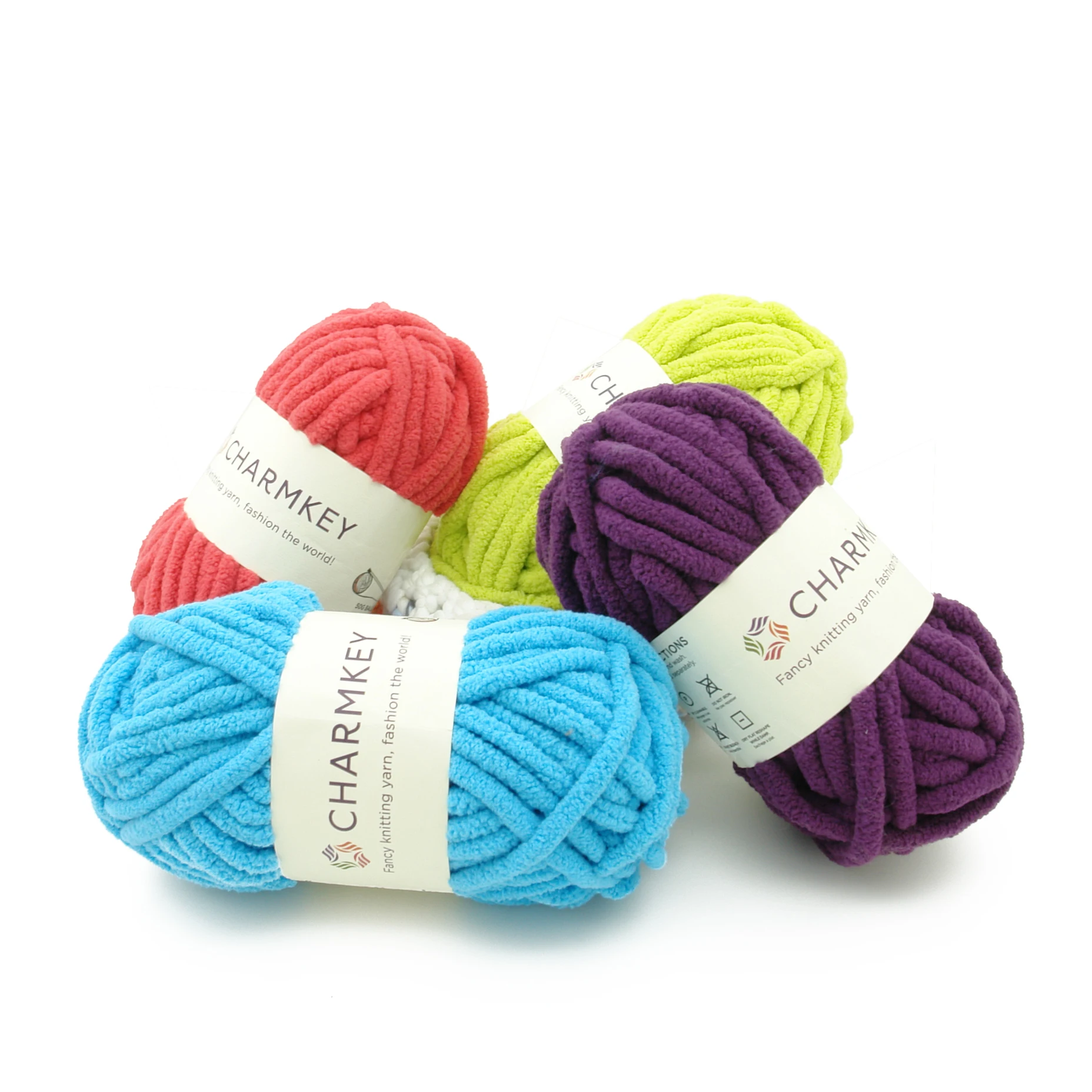 Charmkey Soft 100% Polyester Chunky Chenille Yarn for Baby Blanket