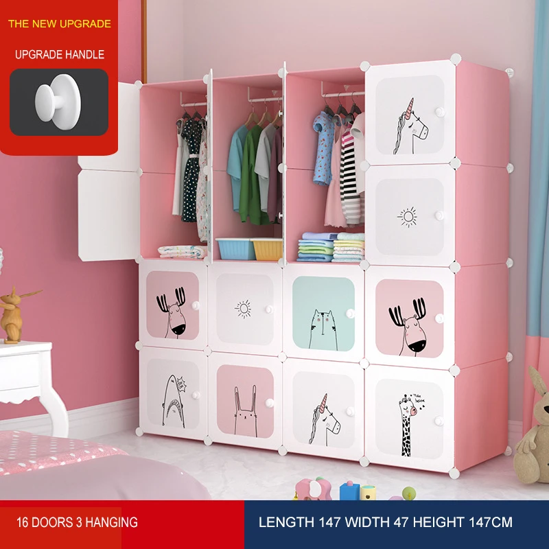 Мультяшный дизайн, детский пластиковый шкаф «сделай сам», складной шкаф для хранения, детский шкаф, детский шкаф