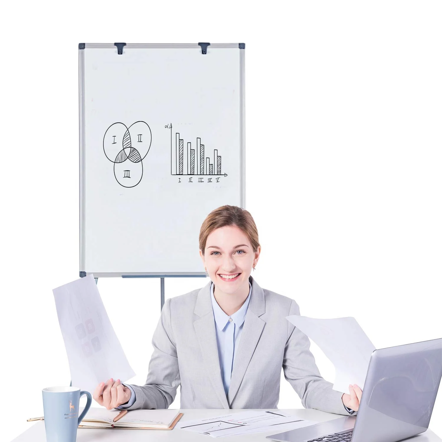 Office meeting supplies magnetic whiteboard easel foldable tripod flip chart board with stand