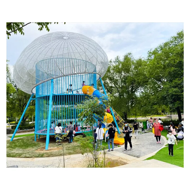 Outdoor amusement parks with non-electric equipment Large trampoline rainbow slide Fantasy Castle Slide Customizable  park