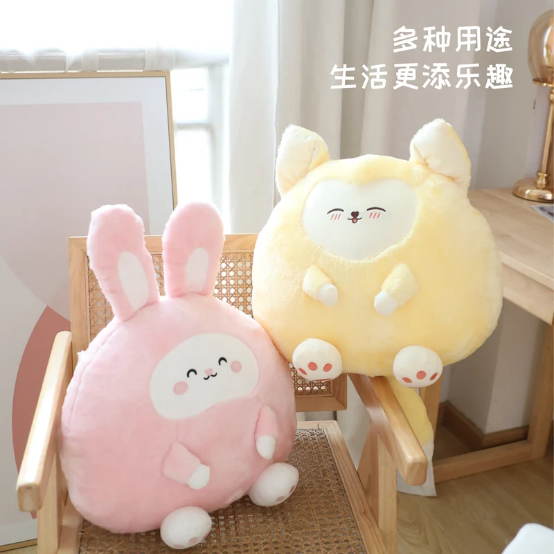 New Design Stuffed Animal Plush Toy Cute Animal Doll Rabbit Fox Soft Animal Shape Throw Pillow
