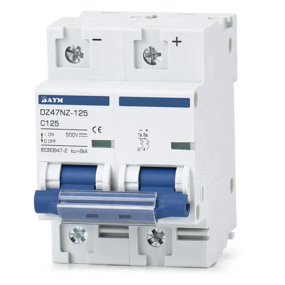 BAYM 2P 80A 100A 125A DC MCB 600V Circuit breaker FOR PV System C curve MCB Battery Main Switch