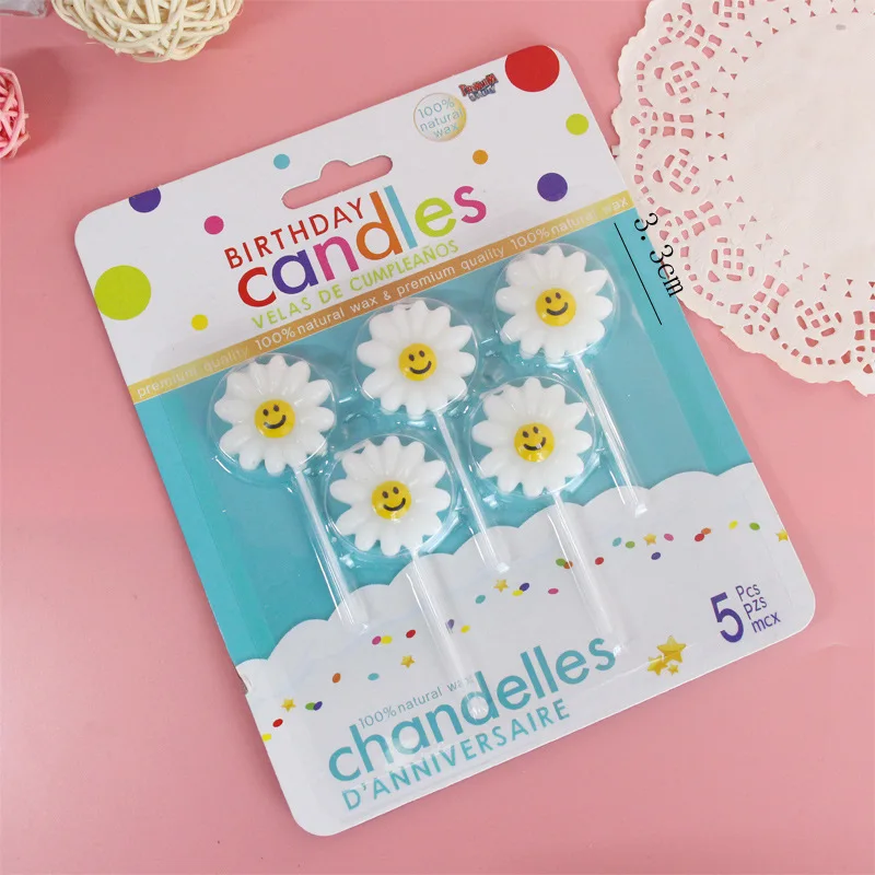 Five beautiful flower candles creative girl birthday party candles