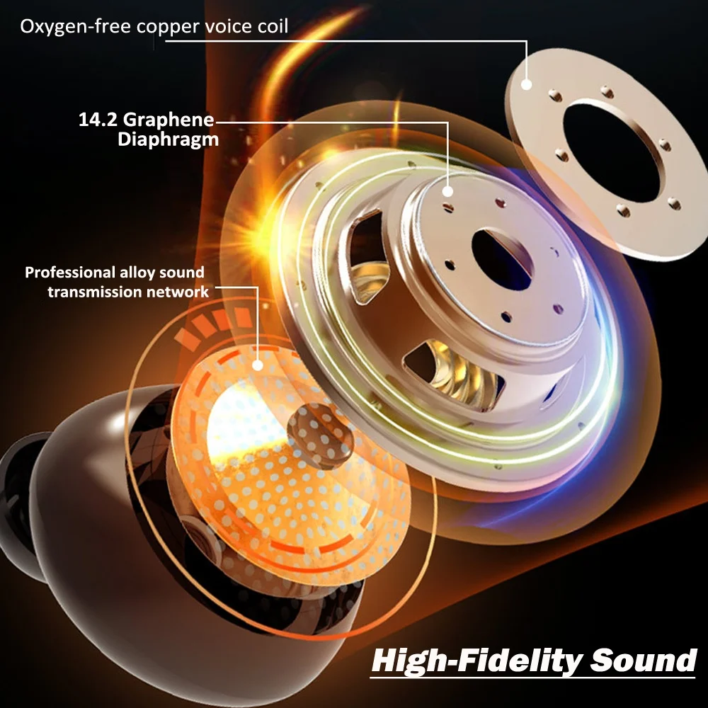 dropshipping earphone Waterproof BT wireless Sport headset 5.0 BT TWS LED display touchable rechargeable headphone for car