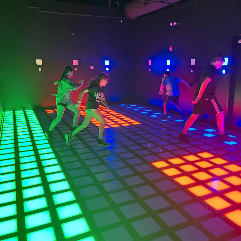 Indoor Amusement Park 30*30cm active floor game room super grid floor tiles interactive led Activate game floor