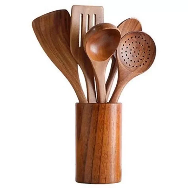 Wholesale Price Kitchen Accessories Cooking Tools Wooden Kitchen Utensils Cookware Wood Utensil Set