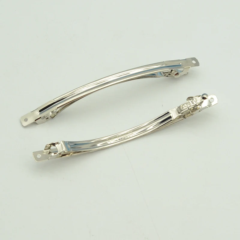 10cm Slim Plain Metal French Barrettes With Black Tube  Clip France Curl Edge Automatic Clips Hairpins for DIY Hair Accessories