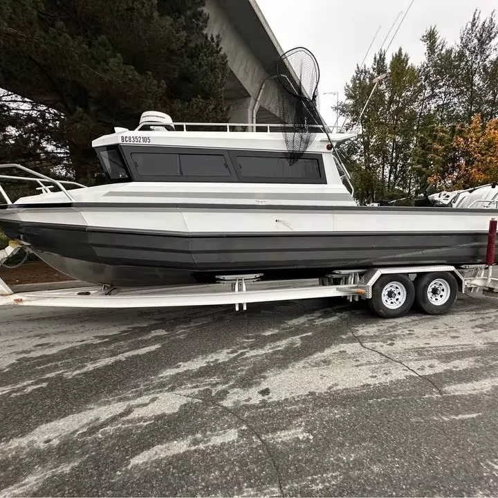 Factory outlet grey 30ft Easycraft aluminum boat fishing vessel with bathroom high quality yacht rowing boat for sale