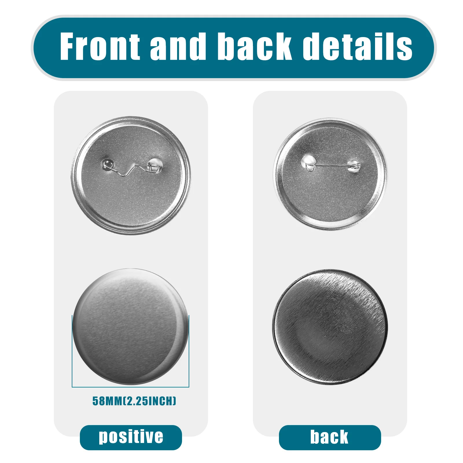 58mm(2.25in)  Button Parts Supplies Blank Pin Button Badge Material, Round Pin for button maker machine