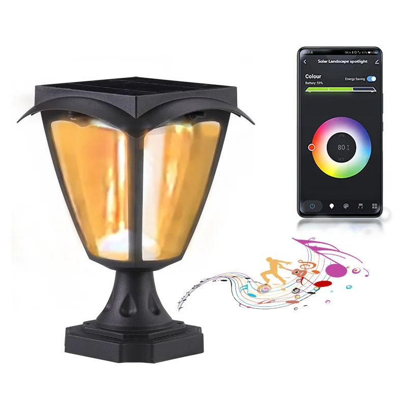 CE RoHS сертификация, уличная IP55 Водонепроницаемая стойка для ворот 2 Вт с регулируемой яркостью, Солнечная светодиодная садовая лампа