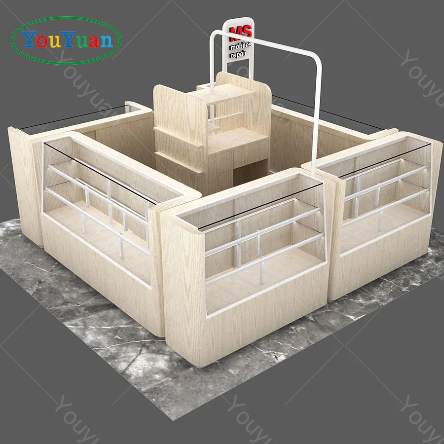 YOUYUAN Retail mall mobile phone accessory kiosk mobile shop counter for sale display cabinet cellphone kiosk