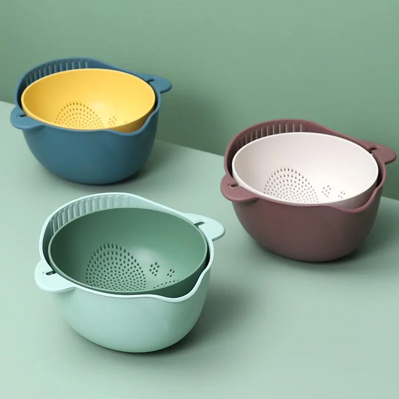 Original Design New Product Minimalist Style Vegetable Fruit Washing Bowl Kitchen Plastic Drain Basket