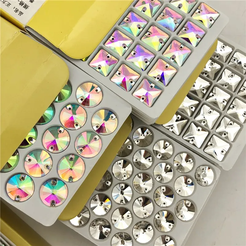 Wholesale Price 12mm Square crystal sew on gems rhinestone stone for wedding dress bridal gown decorations