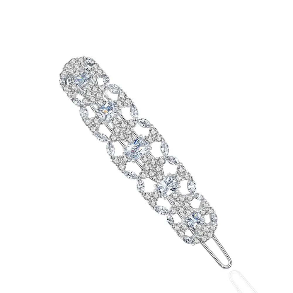 LUOTEEMI Hollow Bridal Hair Clips for Women Elegant A AA Cubic Zircon Hair Accessories Hairpins Wedding Jewelry