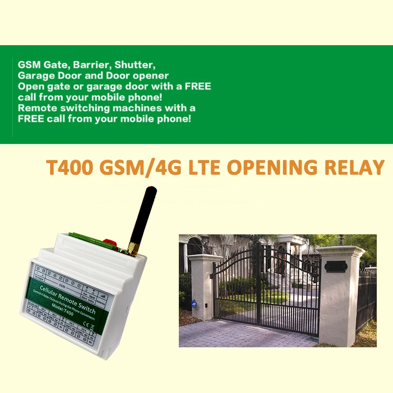 GSM 4G Unique Features RTU400 Gate Opener Gsm Relay Wireless Phone Calling or SMS