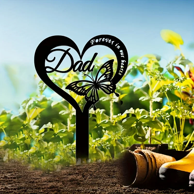 Metal Heart Shaped Stake Decor Memorial Sign Marker Heart Shaped Garden Stake Cemetery Yard Signs Grave