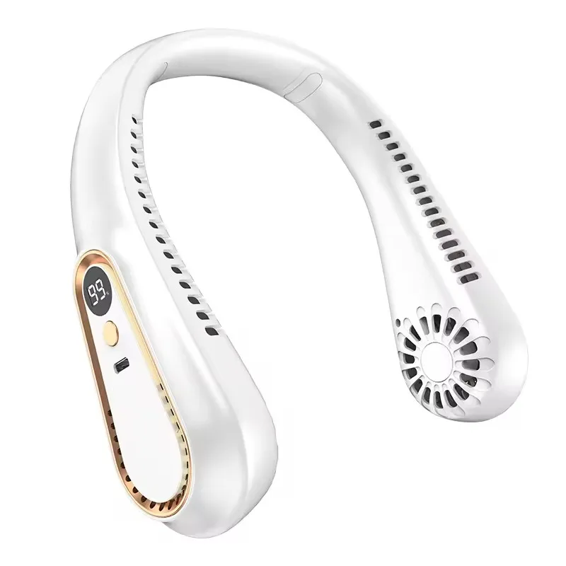 Portable Mini Hanging Neck Fan Digital Display Power ventilador Bladeless Neckband Fan Air Cooler USB Rechargeable Electric Fans