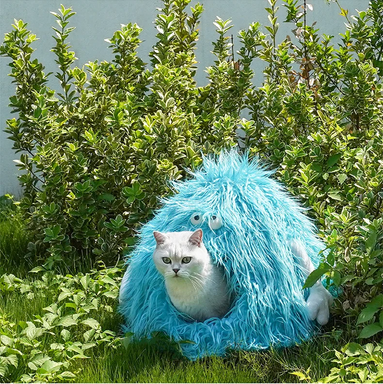 Monster Plush Cat Nest Novelty Pet Beds New Design Funny Warm Soft Cute Pet Cat Bed House