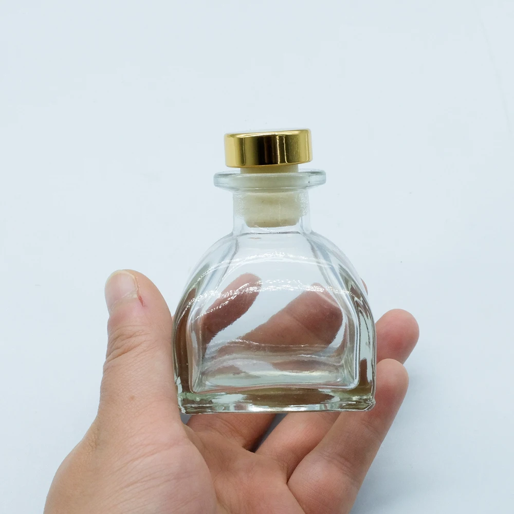 Top Supplier Luxury 50ml Small Clear Essential Oil Cosmetic Perfume Reed Diffusers Bottle with Rose Gold Mat Screw Lid/Cap/Top