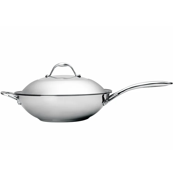 Custom Logo Kitchen Cookware Non-stick Stainless Steel Frying Pan Kitchenware with Stainless Steel Lid for Cooking