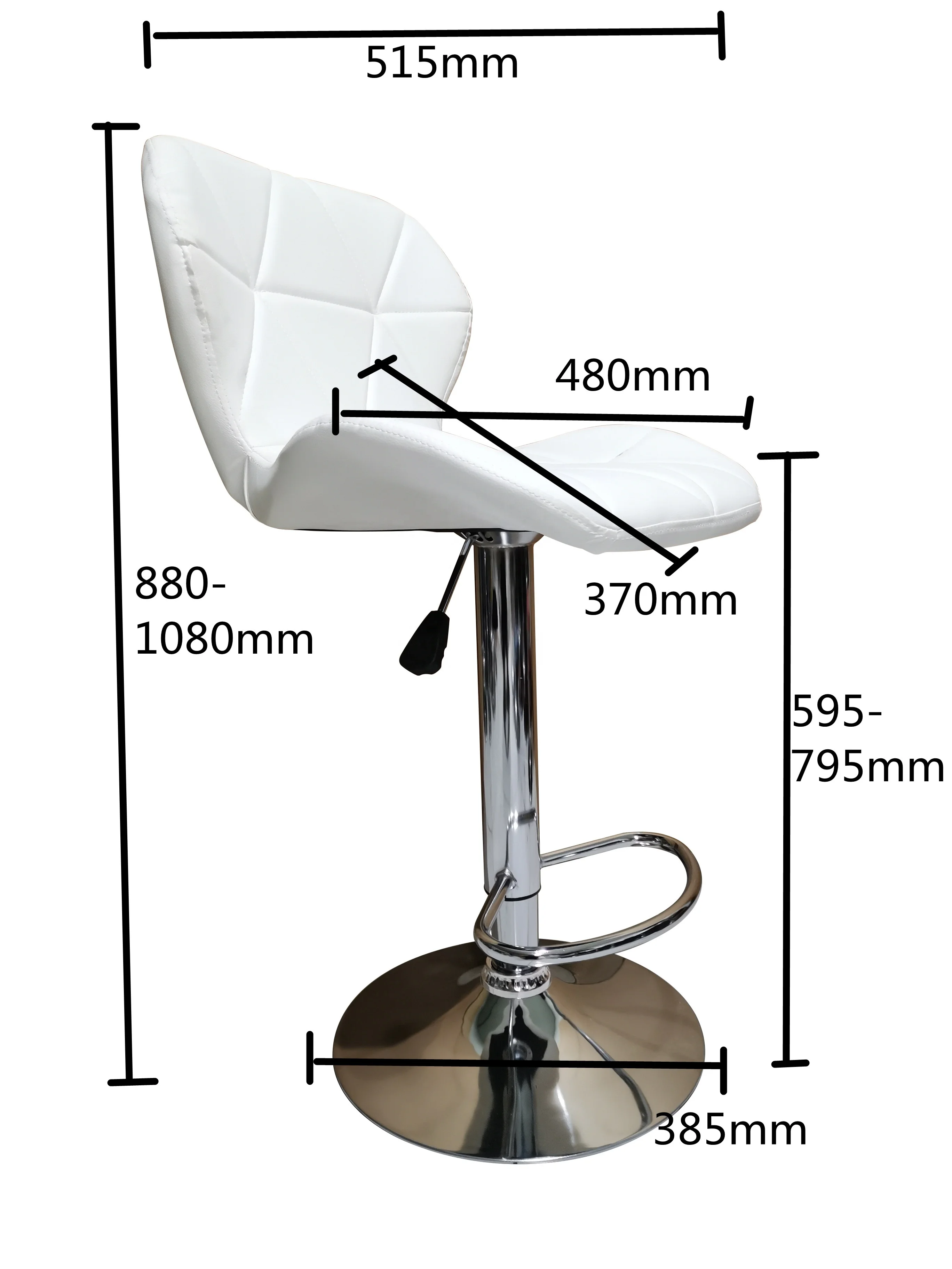 Luxury Cheap Pvc Adjustable Bar Stools  For Kitchen Modern Outdoor Furniture Black Chromed Base Stool Bar For Sale