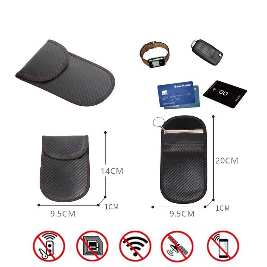 Custom Auto Gift Faraday Key Chain Pouch Carbon Fiber Key Fob Bag Car RFID Signal Blocking Anti-Hacking Case Blocker