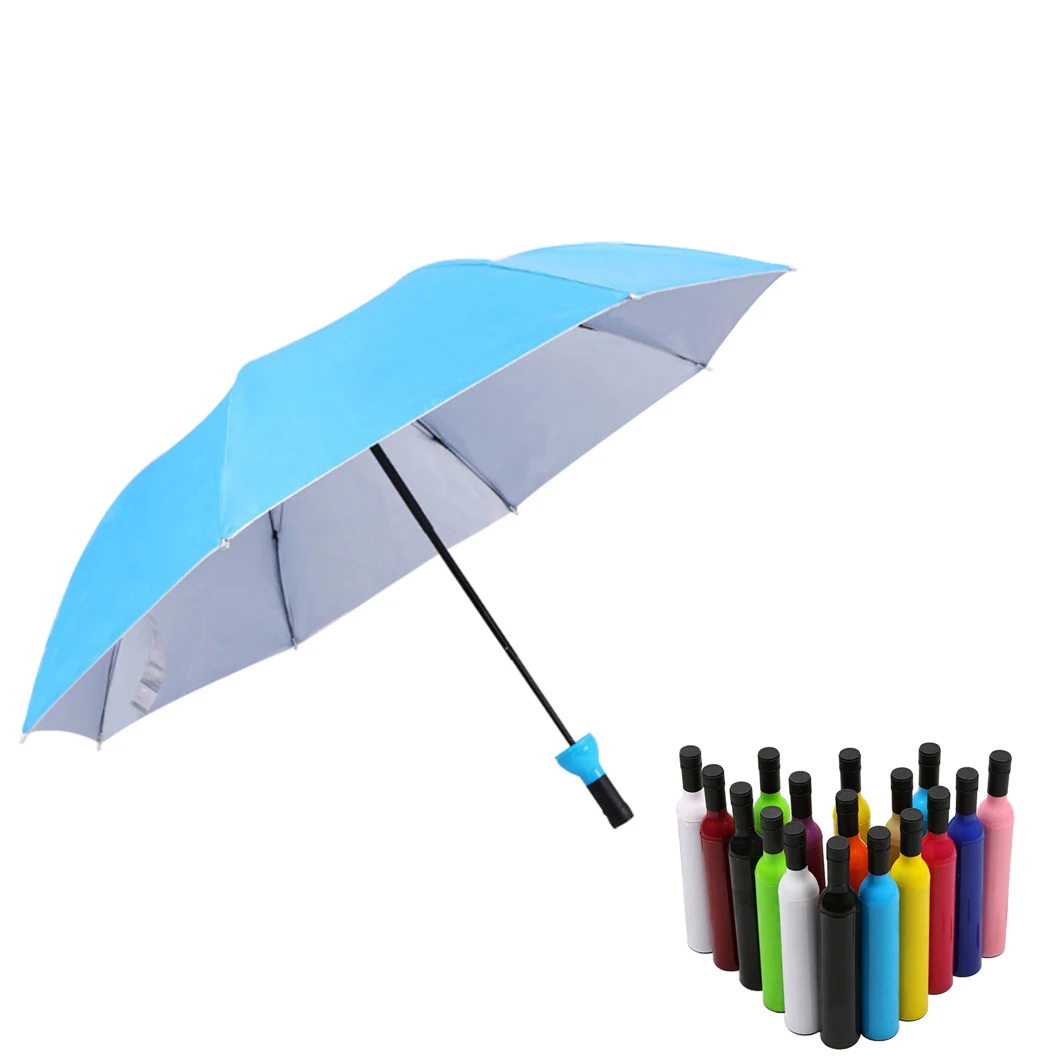 Yubo 21 inch 3 folding portable promotion custom logo colorful bottle umbrella