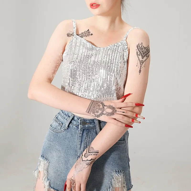 Semi Permanent Sticker Arm Sexy Henna Tattoo Decal Paper New Product Reusable Art Disposable Temporary Man and Woman