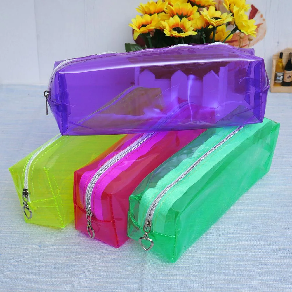 New Candy Colors Pencil Box Large Capacity School Clear Plastic Pencil Cases For Girls