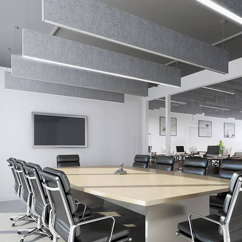 100% polyester sound absorbing NRC 0.85 Fireproof Acoustic office lighting hanging linear