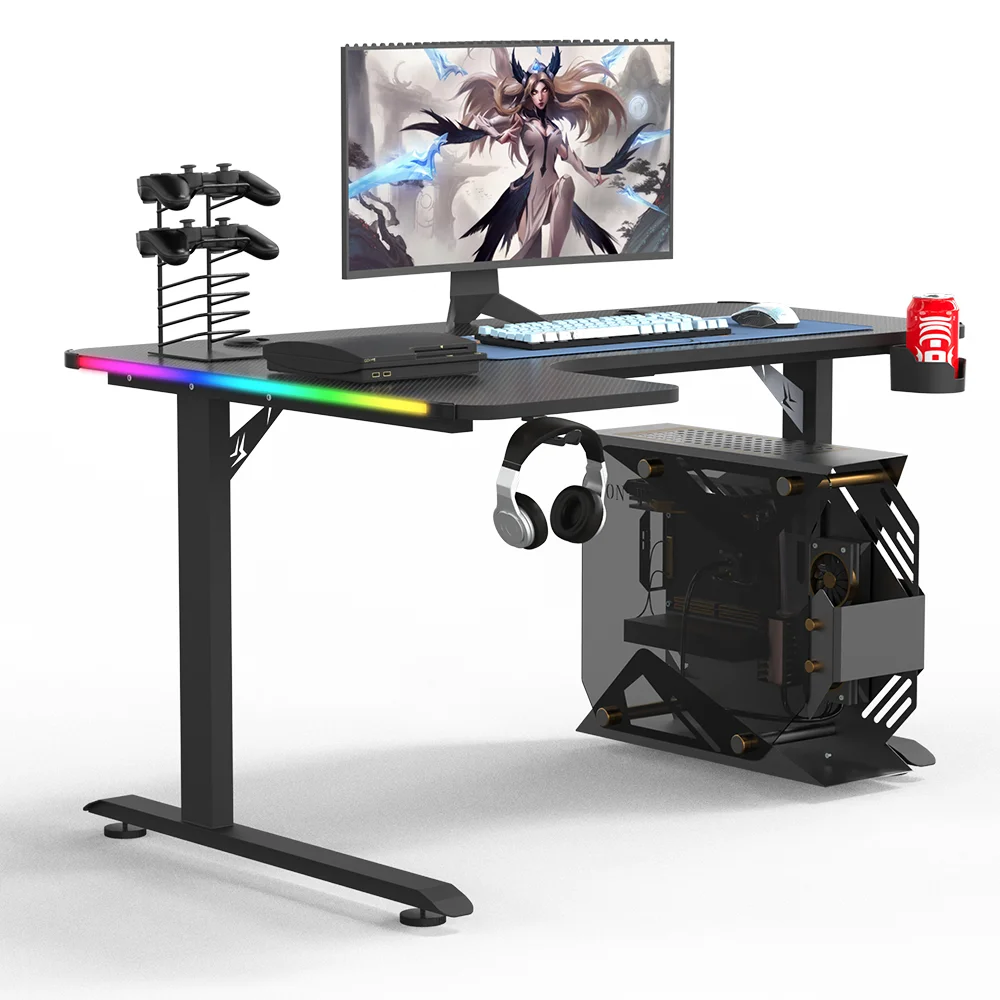 Beisijie Free Sample Gaming Desk L Shaped Gaming Desk Gamer Computer Gaming  Table With RGB