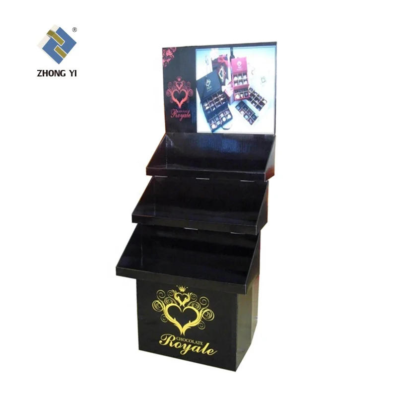3 Layer Tier Shop POP Paper Corrugated Cardboard Display Stand for Golf Football Game Sport Product Mask Advertising