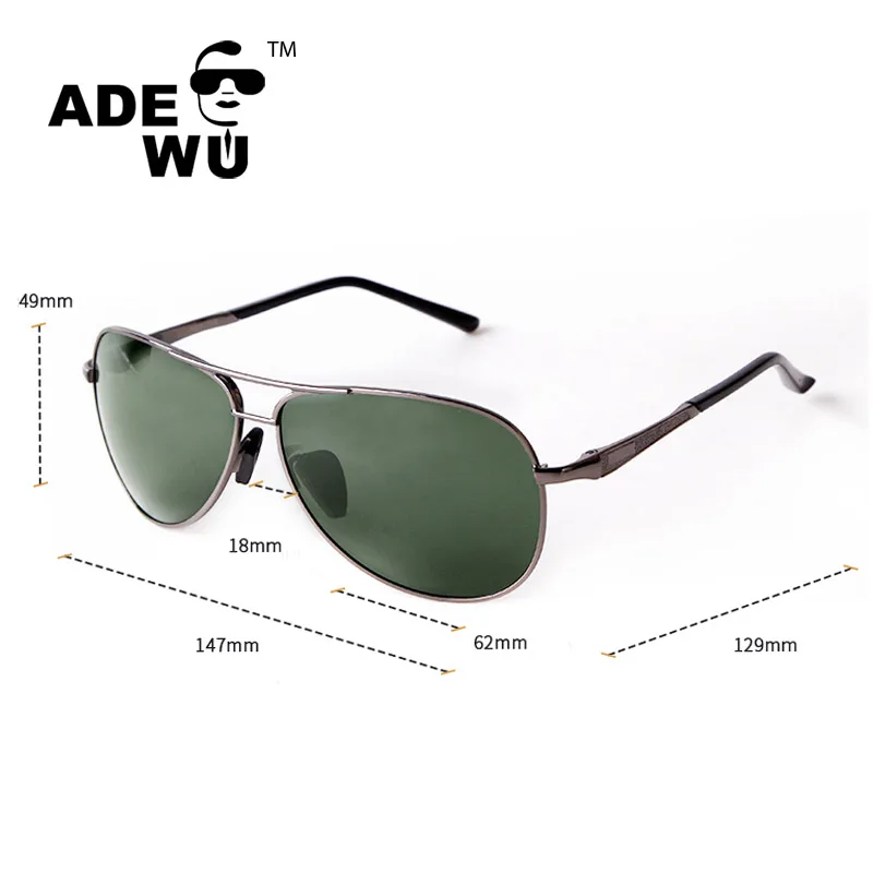 ADE WU ZKS2494 Double Nose Bridge Metal Frame Sun Glasses Polarized Popular Design Driving Sunglasses