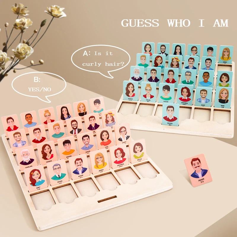 Educational Playing Wooden Who Is It Kid Family Party Board Game Intelligent Guess Who I Am Puzzle Board Game