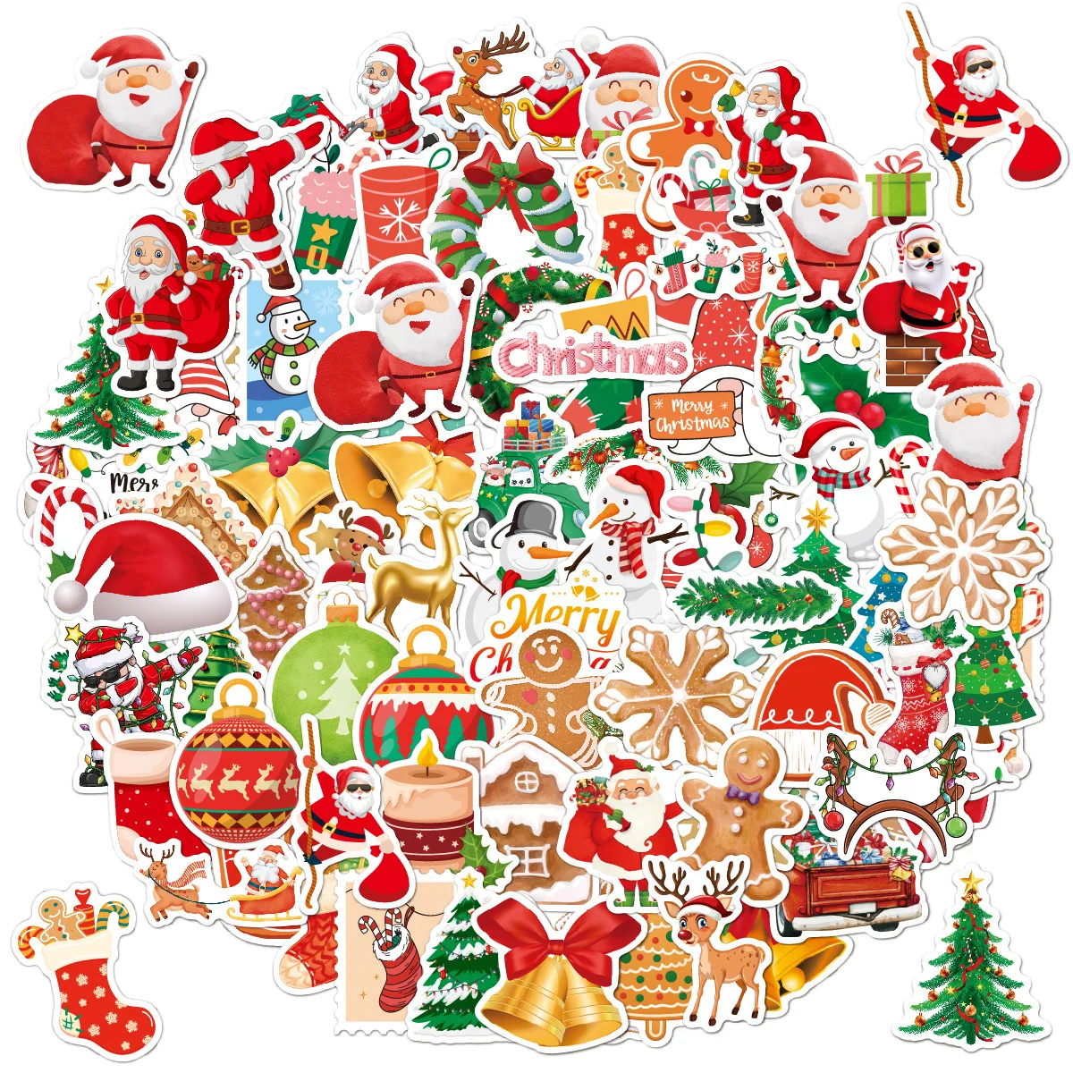 100pcs New Year Merry Christmas Stickers Deer Santa Claus Snowman Children Gift Decal DIY for Skateboard Luggage Suitcase