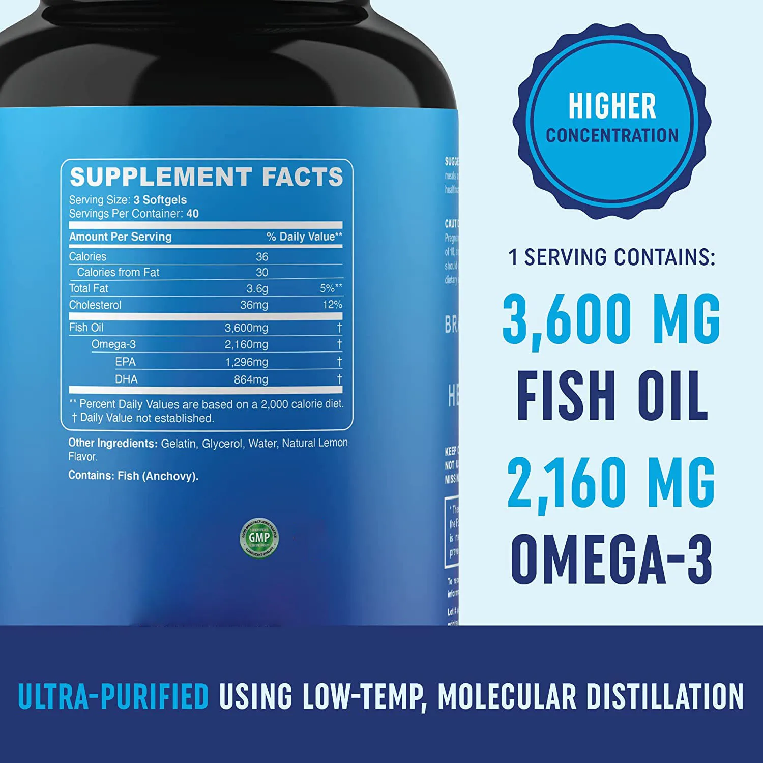 OEM Omega-3 Fish Oil Concentrated Omega-3 Gluten-Free High EPA DHA for Heart Brain Joints Natural fish oil omega softgel capsule