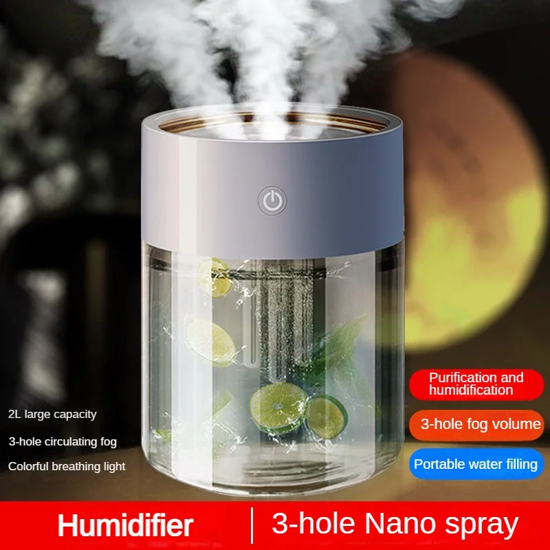 2023 New Three spray Humidifier USB Charging Home Office Desktop Quiet Portable Essential Oil Air Purifier Humidifier