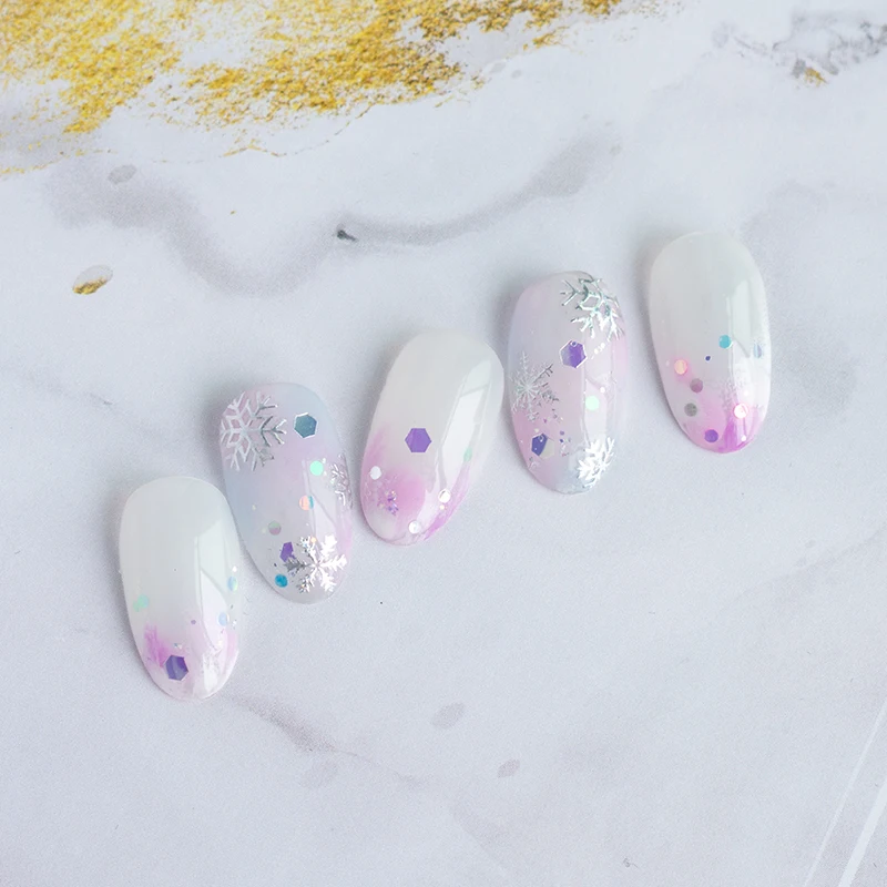 Professional Laser Gilding Nail Stickers Winter Snowflake Elk White Color Christmas Nail Stickers
