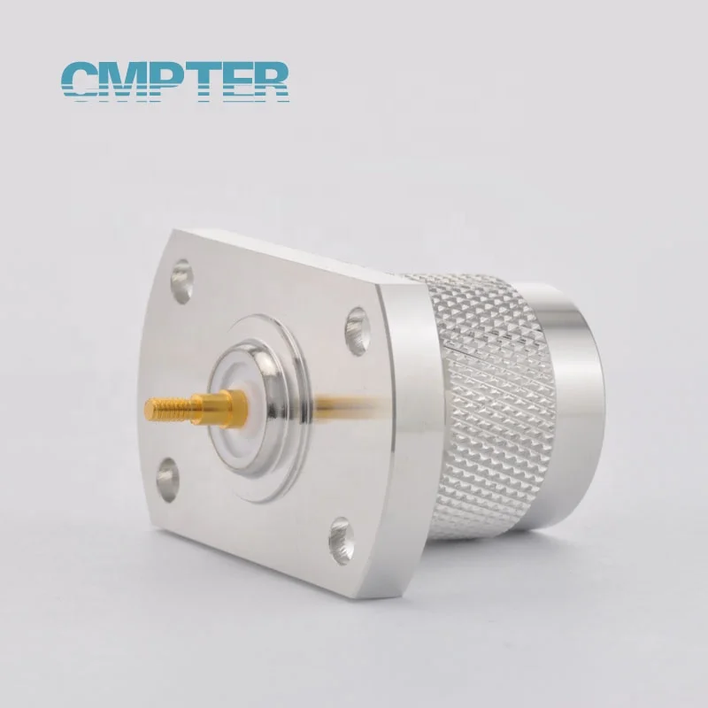 N Male Connector, 4 Hole Flange type DC to 6GHz, N male 4 Hole flange connector
