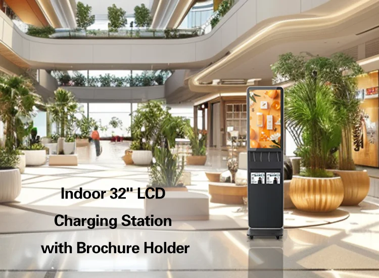 32 Inch Wireless Charging Station Android LCD Advertising Kiosk with Wifi