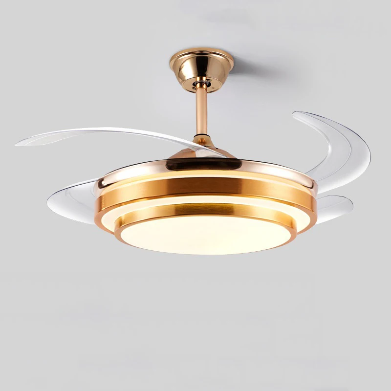 42 Inch Invisible Smart Fan Lamp Remote Control Ventilador De Techo Con Luz Modern Bldc Retractable Ceiling Fan With LED Light