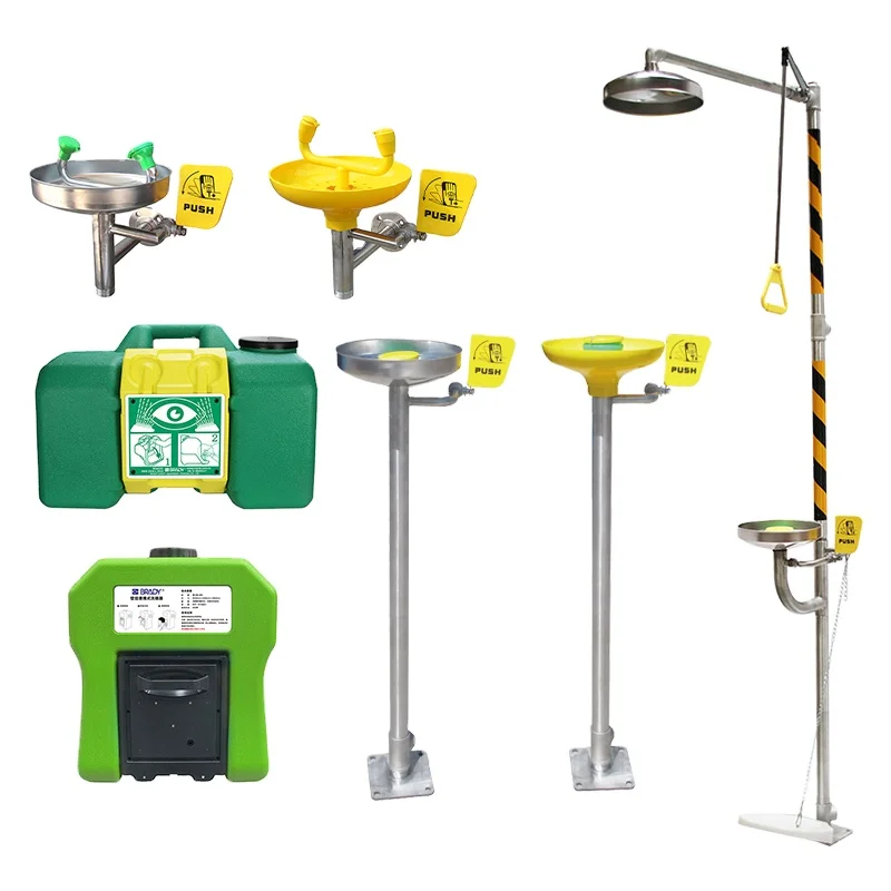 China High Quality Stainless Steel Safety Emergency Shower Eye Wash Combination Eyewash station with foot control