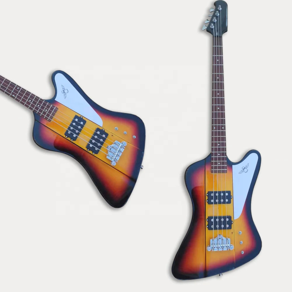 China 4 string double humbucker active pickups Basswood customized Electric Bass